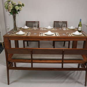 Ensemble de salle à manger finition lisse milieu du siècle moderne riche brun parfait pour les réunions de famille construction en noyer massif | SWT505P6 - Product Image 3