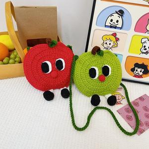 Nouveau sac à bandoulière portable en coton tissé au crochet, motif pomme, petit et mignon, pour femme et enfant, collection transfrontalière, modèle unique - Product Image 1