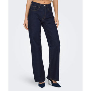 Mid-High Waist Straight Indigo Color Denim Jeans <b>Pant</b> Casual Woman's Oversize Long Trousers Circular Streetwear Breathable - Product Image 3