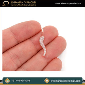 Dernière collection de bijoux de mode luxueux et haut de gamme 0.3 TCW or 14K petite corne italienne diamant naturel testeur pendentif - Product Image 3