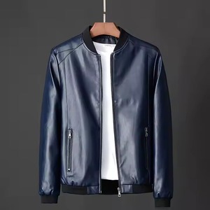 Wholesale Autumn Winter Plus 8XL Size Fashion Men's <b>Genuine</b> Sheep Leather Jackets Solid Color Zipper Casual PU Stand Front - Product Image 6