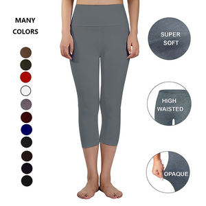 Outwork GYM Logo personalizado Yoga Pant Mujeres Cintura alta Capri Leggings Cintura elástica Cierre Sólido Chica Patrón Sin costuras Hasta la rodilla - Product Image 4