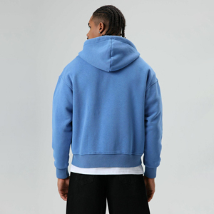 Sweat-shirts à capuche pour hommes en coton 100% avec fermeture éclair, logo personnalisé, streetwear d'hiver, ODM, imprimé en relief, vintage, déchiré, délavé à l'acide, épaules tombantes - Product Image 4