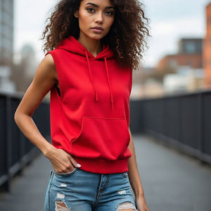 เสื้อครอปแขนกุดมีฮู้ดสำหรับผู้หญิงเสื้อครอปพิมพ์ลายชุดกีฬาลำลองสำหรับฤดูใบไม้ร่วง - Product Image 1