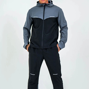 Quick Dry Breathable Hooded Plus Size Thin <b>Polyester</b> <b>Tracksuit</b> Lightweight Sports Gym Jacket Pants Custom Reflective Logo - Product Image 2