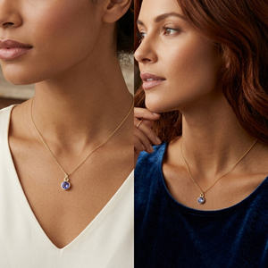 Pendentif en argent sterling plaqué or avec iolite naturelle, forme ronde, mignon, pour le mois de septembre - Product Image 6