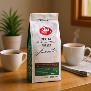 Caffè Macinato Italiano Saquella 200g, Decaffeinato, Originale, Delicato ed Equilibrato, Tostatura Media, Aroma Intenso, Gusto Morbido, Arabica Premium - Product Image 2