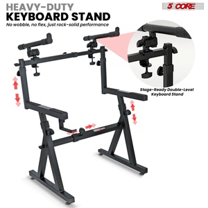 5Core Piano <b>Keyboard</b> Stand Z Style Heavy Duty 2 Tier Stands w Adjustable Arm Fits 54 61 88 Key Board - Product Image 4