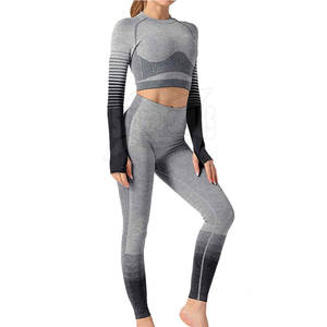 ชุดโยคะมืออาชีพผ้าสแปนเด็กซ์/ ไนลอน2ชิ้นเอวยืดหยุ่นได้ดีกันน้ำระบายอากาศได้ดี - Product Image 1