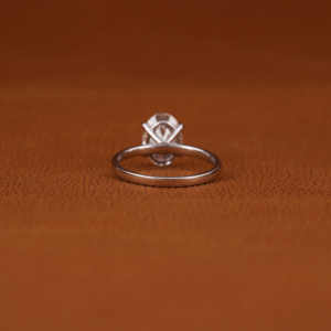 Bague de fiançailles solitaire en or blanc massif 2.0 CT, taille ovale, 18 carats, diamant sans conflit, cadeau d'anniversaire pour elle IGI - Product Image 4