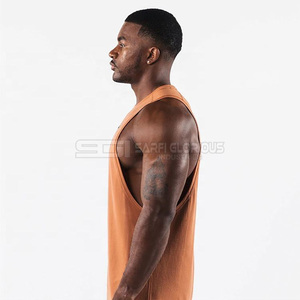 Camiseta Deportiva Naranja para Hombre, de Algodón y Elastano, Camiseta sin Mangas para Entrenamiento, Chaleco Deportivo Transpirable de Alta Elasticidad - Product Image 5