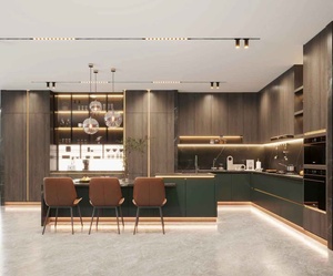 ตู้ไม้วีเนียร์<span class=keywords><strong>ไม้</strong></span>แบบกำหนดเองเฟอร์นิเจอร์ครัวเต็มรูปแบบดีไซน์กันความชื้นกันน้ำ - Product Image 1