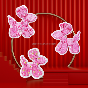 แพทช์รูปสุนัขบอลลูนสีชมพูแบบการ์ตูนสำหรับตกแต่งเสื้อผ้า - Product Image 1