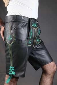 Pantalones Cortos de Cuero Estilo Bávaro Alemán para Hombre, Diseño Personalizado, Color Negro, Estilo Casual de Última Moda, Cintura Media - Product Image 2