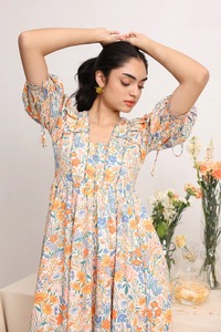 ชุดเดรสยาวทำจากผ้าฝ้ายพิมพ์ลายดอกไม้สำหรับเจ้าสาวของขวัญแต่งงานแบบส่วนตัวชุดใส่ในฤดูร้อนสำหรับเธอ - Product Image 2