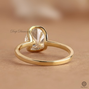 Vòng Cắt Phòng Thí Nghiệm Grown Kim Cương Engagement Ring 14K Vàng Nửa Bezel Set Vs Rõ Ràng Solitaire Kim Cương Cho Đám Cưới - Product Image 2