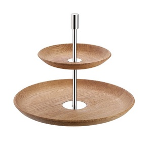 Set of 2 Wooden Cake Dessert Stand Round Shape Brown Color Cake <b>Chocolates</b> Server For Home Restaurant Use - Product Image 5
