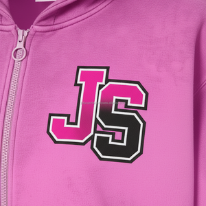 Heavy fleece zipper hoodie 400GSM warm <b>pink</b> gradient hoodie rhinestone design custom embroidered logo basics <b>hoodies</b> - Product Image 6