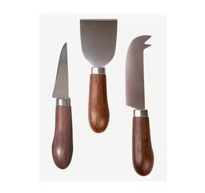 Ensemble de couteaux à fromage en métal doré avec manche en bois d'acacia pour table de petit-déjeuner, ensembles de couteaux à fromage et de tartineurs à beurre - Product Image 2