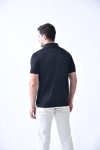 T-shirt en coton décontracté élégant pour homme, manches courtes, couleur unie, design boutonné, logo personnalisé sur le devant, t-shirt absorbant la transpiration - Product Image 3