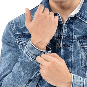 Veste en jean denim OEM pour hommes Vêtements d'extérieur décontractés Veste d'automne manteau boutonné en jean Veste en jean oversize pour hommes - Product Image 6