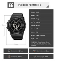 Montre de sport numérique pour homme Skmei 2230, montre-bracelet pour activités de plein air, livrée avec des boîtes cadeaux en option, promotion pour Noël