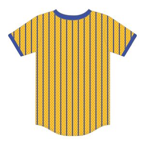 Sigma Gamma Rho Gold Pinstripe Pullover Camiseta de béisbol 100% Malla de poliéster SGRho Sorority Camiseta con cuello en V con logotipos de apliques - Product Image 3