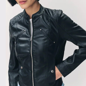 แจ็กเก็ตหนังแท้ลายนูนสุดหรูสำหรับผู้ชายทุกขนาดปกเสื้อแบบเปิดลง - Product Image 5