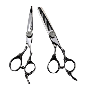 Tijeras de Peluquería Profesionales de 6.0 Pulgadas, Acero Inoxidable 6CR13, Rectas y Afiladas, 30 Dientes, para Diestros, Mango Largo - Product Image 1