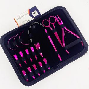 Ensemble de pinces d'extension de cheveux en acier inoxydable rose professionnel Kit d'accessoires d'outils de cheveux d'aiguille de crochet durable écologique - Product Image 1