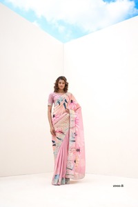 ผ้าซาตินแท้ผ้าซาตินทอส่าหรีพร้อมเสื้อไหมเรียบพิมพ์ลายปักทำงานอินเดียและปากีสถาน - Product Image 4