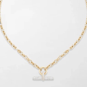Delicate Pave T-Bar <b>Chain</b> With 283 Round Lab Grown Diamonds 2.58 Carat GH-VS In 14K Yellow Gold Wedding Anniversary Gift - Product Image 2