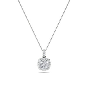 Colgante de Diamante Corte Almohada con Halo Simple de 0.50 Ct, Diamante Cultivado en Laboratorio en Platino, para Bodas, Compromisos y Fiestas - Product Image 1