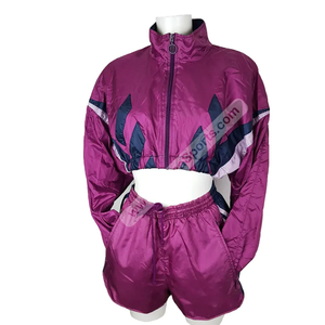 Chaqueta cortavientos y pantalones cortos de tendencia, chaqueta cortavientos y pantalones cortos de bajo precio, gran oferta, chándales cortavientos para mujer bordados - Product Image 1