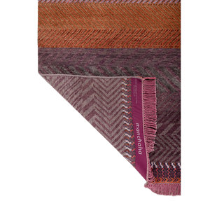 Tapis en laine et soie de bambou à motifs rayés Manchaha - Les-2874 - Noué à la main - Rose et violet - Pour usage domestique - Product Image 5