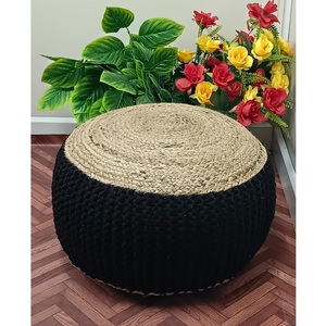 Modern European American Home Outdoor Hall Ottomans Jute Macrame POUF Ottoman Jute <b>Work</b> round Knitted <b>Stool</b> Bedroom Living - Product Image 1