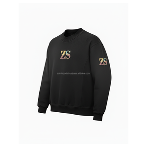 Premium 360 GSM coton polaire sweat doux brossé couche intérieure couleur noire DTG imprimé logo personnalisé unisexe Basics Sweatshirts - Product Image 3