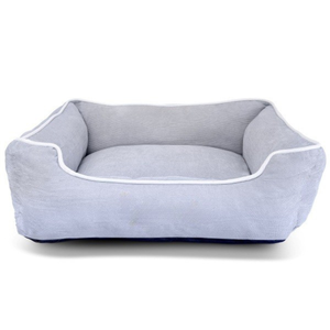 Personalised luxury <b>dog</b> <b>bed</b> grey corduroy fabric thick padded pet <b>sofa</b> <b>bed</b> with raised edges removable washable cover - Product Image 1