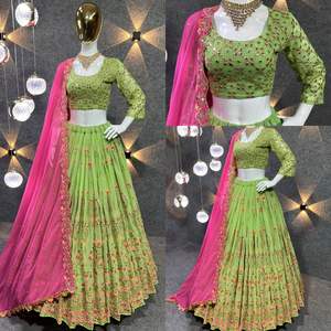 Lehenga Choli-diseñador de alta calidad, imitación de Georgette, trabajo de secuencia, con Dupatta, venta al por mayor, proveedor de fábrica - Product Image 3