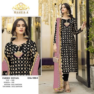 EID Special Heavy Fox Georgette Costume Pakistanais avec Séquence de Broderie Travail Nouveau Palazzo Semi-Cousu pour l'Exportation - Product Image 2