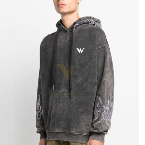 Sudaderas con capucha de lavado ácido para hombre de secado rápido ligero de alta calidad patrón sólido de invierno teñido liso en Stock - Product Image 3