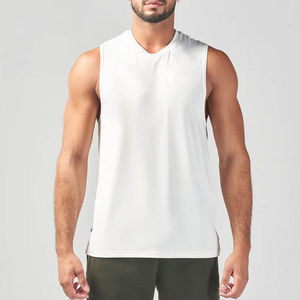 Camiseta sin mangas para hombre hecha de material de algodón y poliéster para actividades informales y deportivas, ideal para sesiones de entrenamiento de verano - Product Image 1