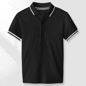เสื้อโปโลสำหรับผู้ชายเสื้อโพลีเอสเตอร์ผ้าฝ้ายโพลีเอสเตอร์แห้งเร็วระบายอากาศได้ดีพิมพ์ลายสีพื้น - Product Image 2