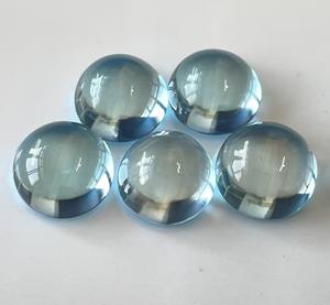 Topacio azul cielo natural, cabujón redondo de 8mm, piedra preciosa redonda de Topacio azul cielo suelto, calidad superior - Product Image 4