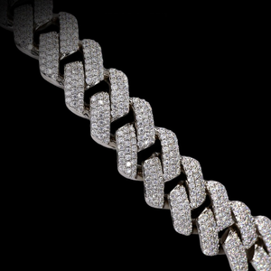 Iced out Bling Diamond Hip Hop Miami Venta al por mayor Cadena de eslabones cubanos Joyería Moissanite Cadena cubana iced out joyería busto abajo - Product Image 3