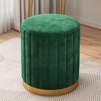 Anständiger Stil ew Design Runder Samt Make-up Hocker Nachttisch Hocker Stylish Interior Velvet Ottoman