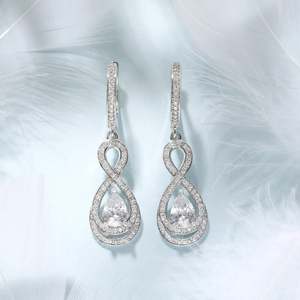 Jeulia <b>Infinity</b> Love Pear Cut Sterling Silver Fashion Drop <b>Earrings</b> - Product Image 5