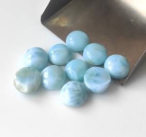 Larimar naturel 3mm-15mm Cabochon rond dos plat pierre précieuse en vrac pour la fabrication de bijoux prix de gros - Product Image 4