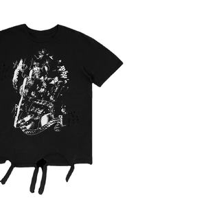 T-shirts pour hommes 100% coton, noirs, personnalisés, impression graphique vintage, logo, épaules tombantes, vêtements pour hommes - Product Image 4