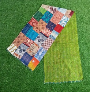 Pañuelos de seda indios hechos a mano, estola reversible, silenciador de kantha vintage, bufandas de bangoli de colores surtidos, bufanda de cuello de seda - Product Image 5